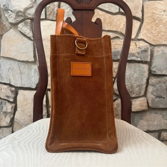 Medium Mimi Caramel Suede Tote Bag - Picture 7 of 15